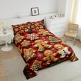 thumbnail image 4 of Gingerbread Man Toddler Bedding Sets for Kids Boys Cartoon Christmas Candy Cane Biscuits Comforter Set Snowflake House Tree Theme Down Comforter Xmas Holiday Bed Set Red, 4 of 7