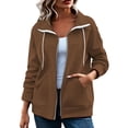 thumbnail image 2 of DYTTDG Women's Zip Up Lapel Collar Jacket, Solid Long Sleeve Side Pocket Casual Warm Daily Layering Outerwear Coat, 2 of 8