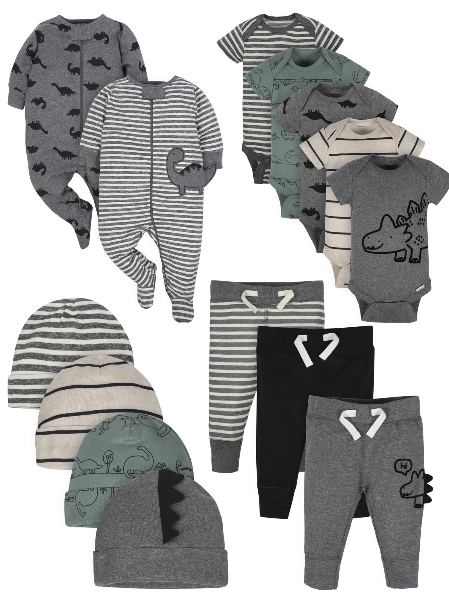 Gerber Baby Boy Organic Onesies, Pants, Sleep 'N Play Sleepers, and Caps Shower Gift Set, 14