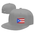 thumbnail image 4 of DouZhe Flat Brim Cap Snapback Hat, Puerto Rico Flag Prints Adjustable Gray Adult Baseball Cap, 4 of 6