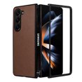thumbnail image 6 of Plain Case for Samsung Galaxy Z Fold 6, Premium Lychee Patterned PU Leather + Hard PC Shell Ultra Thin Slim Durable Protective Phone Cover for Samsung Galaxy Z Fold 6,Brown, 6 of 8