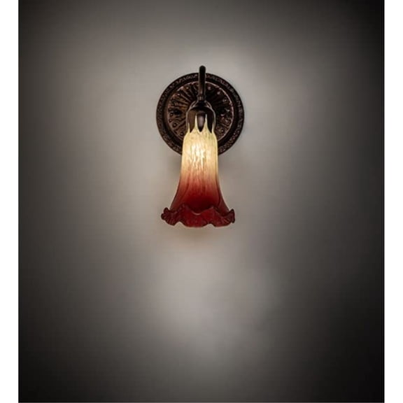 5" Wide Seafoam/Cranberry Pond Lily Victorian Wall Sconce