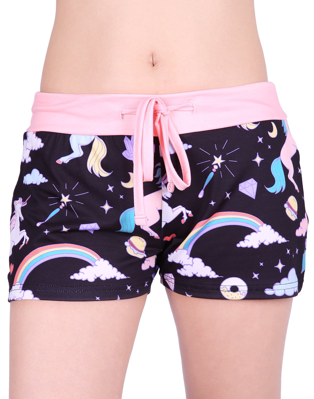 HDE Womens Juniors Pajama Shorts Sleep Wide Waistband Design Print Yoga