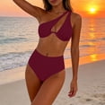 thumbnail image 5 of Qingpeng Women One Shoulder High Waisted Bikini Tie High Cut Two Piece Swimsuits, 5 of 8