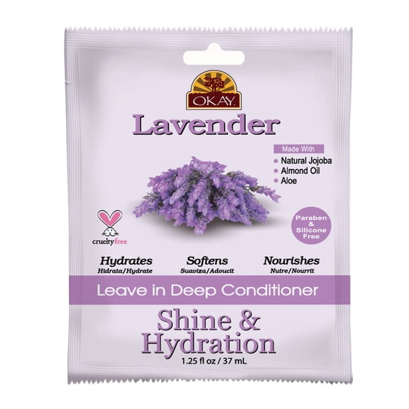 OKAY Lavender Shine Hydration Leave-In Conditioner 1.5 oz – Sulfate-Silicone-Paraben Free Hair Conditioner for Nourish, Hydrate & Shine
