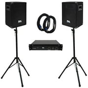 Seismic Audio Pair 8" PA DJ Speakers with Amplifer Stands & 25' Cables Pro Audio LoudSpeakers - SA-8KT2