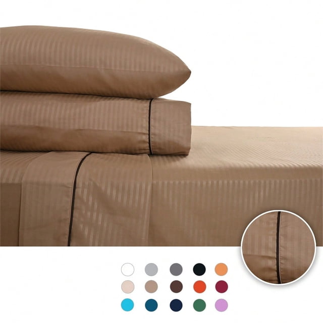 Juego de Sábanas Individual 2800 Hilos Extra Suave Premium Textura Rayada Soft Nature