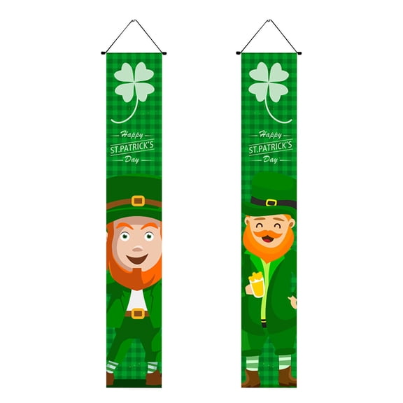 St. Patrick's Day Gnomes Banner Decorations Saint Patty's Day Porch Sign Green Shamrock Welcome Banners Irish Luck Day Outdoor Indoor Backdrop for Party Home Classroom Decor Supplies