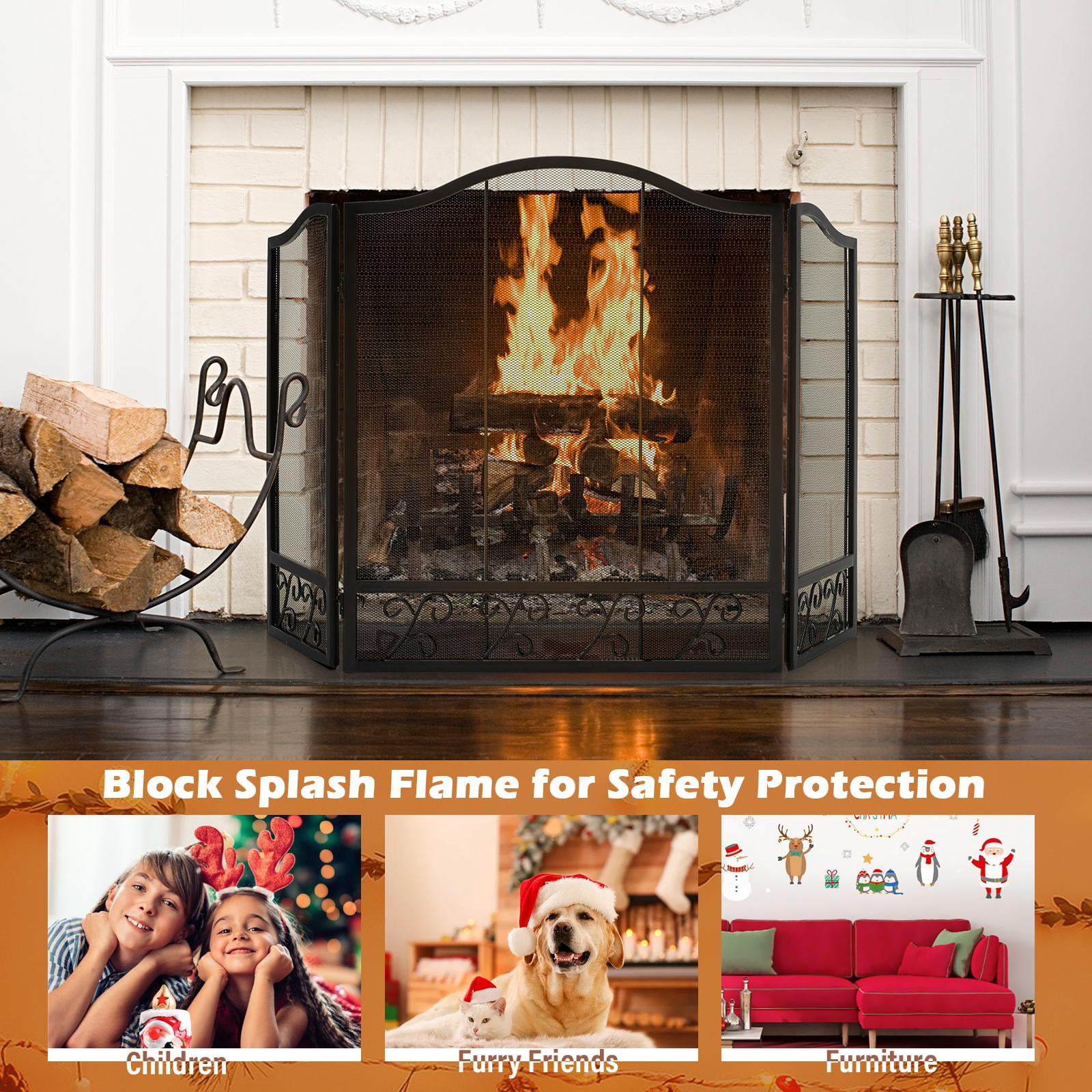 WICHEMI Fireplace Screen 3 Panel Folding Fireplace Screens Metal - View #8