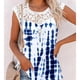 thumbnail image 3 of Camiseta Floral Estampado De Costuras De Encaje Tops De Cuello Redondo para Mujer Top Corto Floral Lavable A Máquina para Vacaciones Viajes Oficina Flor 6 S, 3 of 6