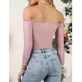 thumbnail image 3 of Doublju Women's Long Sleeve Off Shoulder Ruffle Front Casual Top With Plus Size, 3 of 4
