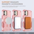 thumbnail image 2 of for iPhone 16 Case, Built-in Kickstand, Compatible with Magsafe, Luxury Military-Grade Armor Shockproof Drop Protective Rugged Hybrid Cover with Shoulder Strap for iPhone 16 - Pink, 2 of 7