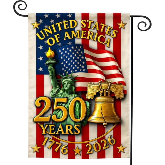 250th Anniversary Garden Flag 1776-2026 Patriotic 250 Years Banner 4th of July Sided Yard Flags Double-Sided Linen Independence Day 250th Anniversary Garden Flag for Outside Decor 12x18 Inch
