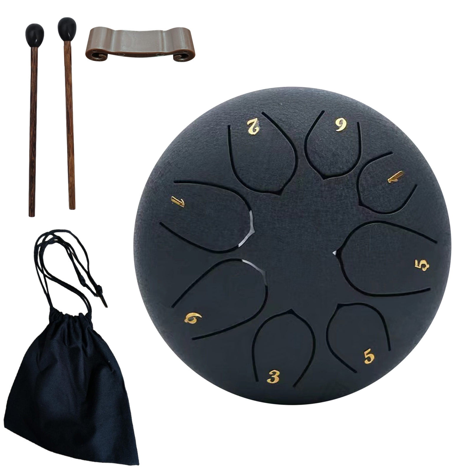 Qocolhg Outdoor Rain Drum, 8 Notes 6 Inch Steel Hand Drum with Bag, Music Book, Drumsticks, Mallet Holder and Finger Picks, Tongue Drum for Camping, Meditation or Yoga, Christmas Gifts for Women