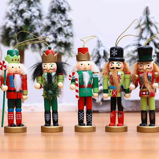 nipocaio 5 Pcs Christmas Nutcracker Ornament Small Wooden