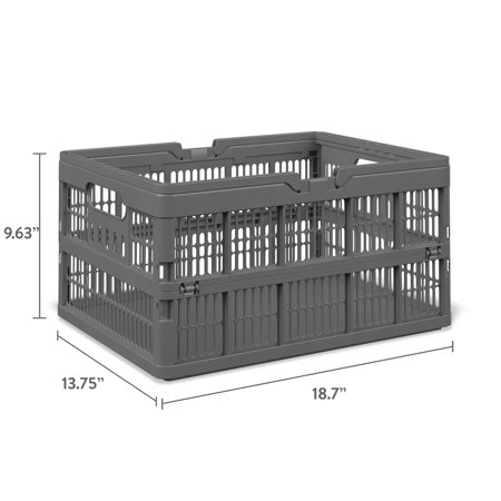 MAINSTAYS KIDS LARGE GRAY COLLAPSIBLE STORAGE BASKET WITH HANDLES