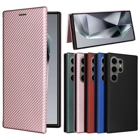 ETFAST Carbon Fiber Leather Wallet Phone Case For Samsung Galaxy S24 Ultra S24Plus S23 Ultra S23Plus S23FE S22 Ultra S21 Ultra S20 S10 Leather Phone case