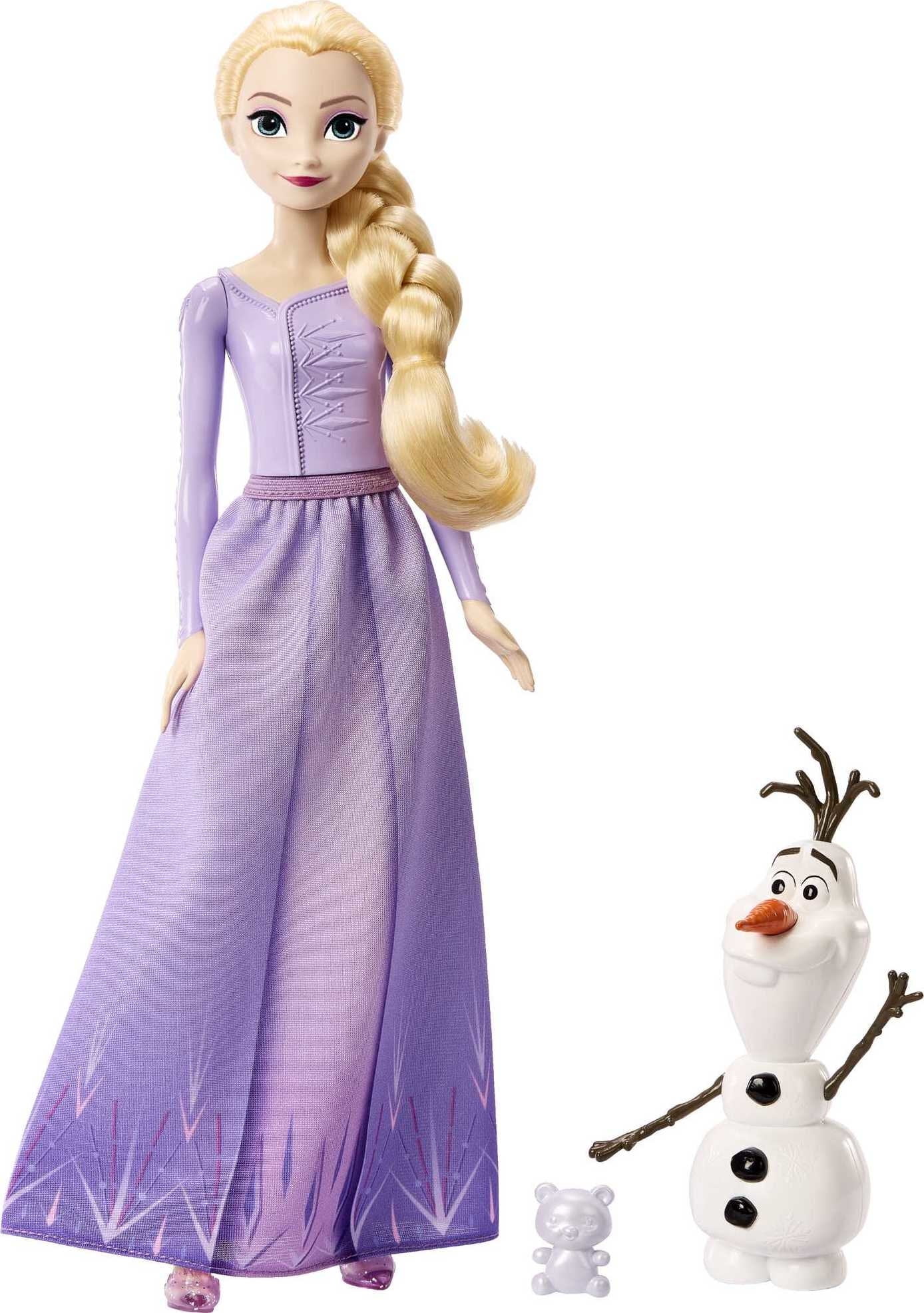 Disney Frozen Arendelle Elsa Small Doll, Olaf Snowman Figure & Ice Bear Accessory