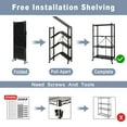 thumbnail image 5 of LISUEYNE 4-Tier Storage Shelving Unit, Metal Shelf, Foldable Storage Shelf with Wheels, 27.9"x13.4"x49.72" Garage Shelf, Kitchen Shelf with 4 Hooks, No Assemble Require, 5 of 6