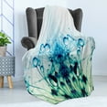 thumbnail image 4 of Aqua Soft Flannel Fleece Throw Blanket, Dandelion with Floral Leaves Oracle Flower and Mystic Rainy Art Print, Cozy Plush for Indoor and Outdoor Use, 60" x 80", Turquoise White, by Ambesonne, 4 of 5