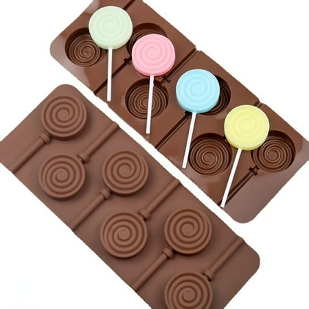 

Homgreen Lollipop Mold 2 Pack Sucker Molds Chocolate Hard Candy Molds Silicone 6 Cavity Swirl Lollypop