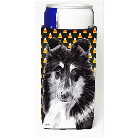 

Black And White Collie Candy Corn Halloween Michelob Ultra bottle sleeves Slim Cans 12 Oz.