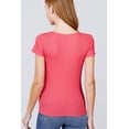 thumbnail image 4 of Saronite Basics Henley Butto Down Ribned Short Sleeve Cotton Shirt Top (Women's), 4 of 4