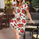 thumbnail image 3 of Balery Hand Drawn Tomatoes Vestidos sueltos de manga corta para mujer, vestidos de verano 2025, vestidos casuales de corte A con vuelo., 3 of 6