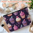 thumbnail image 5 of Makeup Bag Small Toilet Cosmetic Bags Travel Makeup Case Waterproof for Women Girls 6.7X9.45inches - Cupcakes With Berry Toppings on A Deep Purple Background, 5 of 7