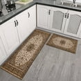 thumbnail image 3 of Farmhouse Brown Boho Rugs and Mats Non Skid Washable Absorbent Microfiber Soft Kitchen Mat for Floor Set Of 2 Decor Stain Resistant 17"x47"+17"x30", 3 of 7