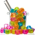 thumbnail image 2 of 60 Pack Quick-Freeze Neon Pink Orange Yellow and Blue Colorful Plastic Reusable Ice Cubes, 2 of 7