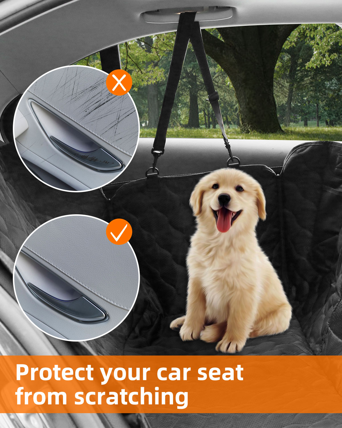 Smatto Dog Car Seat Cover with Mesh Window, Black photo 2