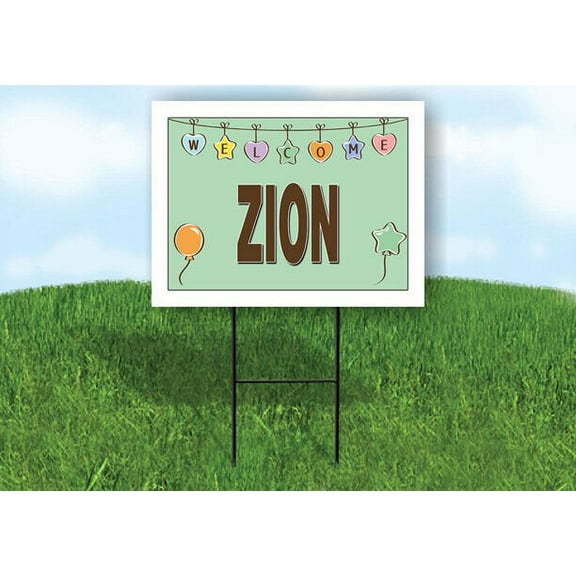 ZION WELCOME BABY GREEN 18 in x 24 in Yard Sign Road Sign with Stand