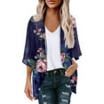 thumbnail image 2 of Summer Saving Clearance AXXD Womens Cover Ups for Swimwear Kimono Cover up Summer Floral Print Puff Sleeve Loose Trendy Tops, 2 of 4