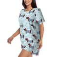 thumbnail image 2 of Wukai Dachshund Dog Puppy Women's Pajama Set,Short-Sleeve Top and Shorts with Elastic Waistband and Pockets for Loungewear, Yoga, and Casual Wear-XX-Large, 2 of 8