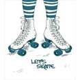 thumbnail image 3 of Retro Duvet Cover Set, Girl's Legs in Stripes Stockings and Retro Roller Skates Fun Teen Illustration Print, Decorative 3 Piece Bedding Set with 2 Pillow Shams, King Size, Teal White, by Ambesonne, 3 of 3