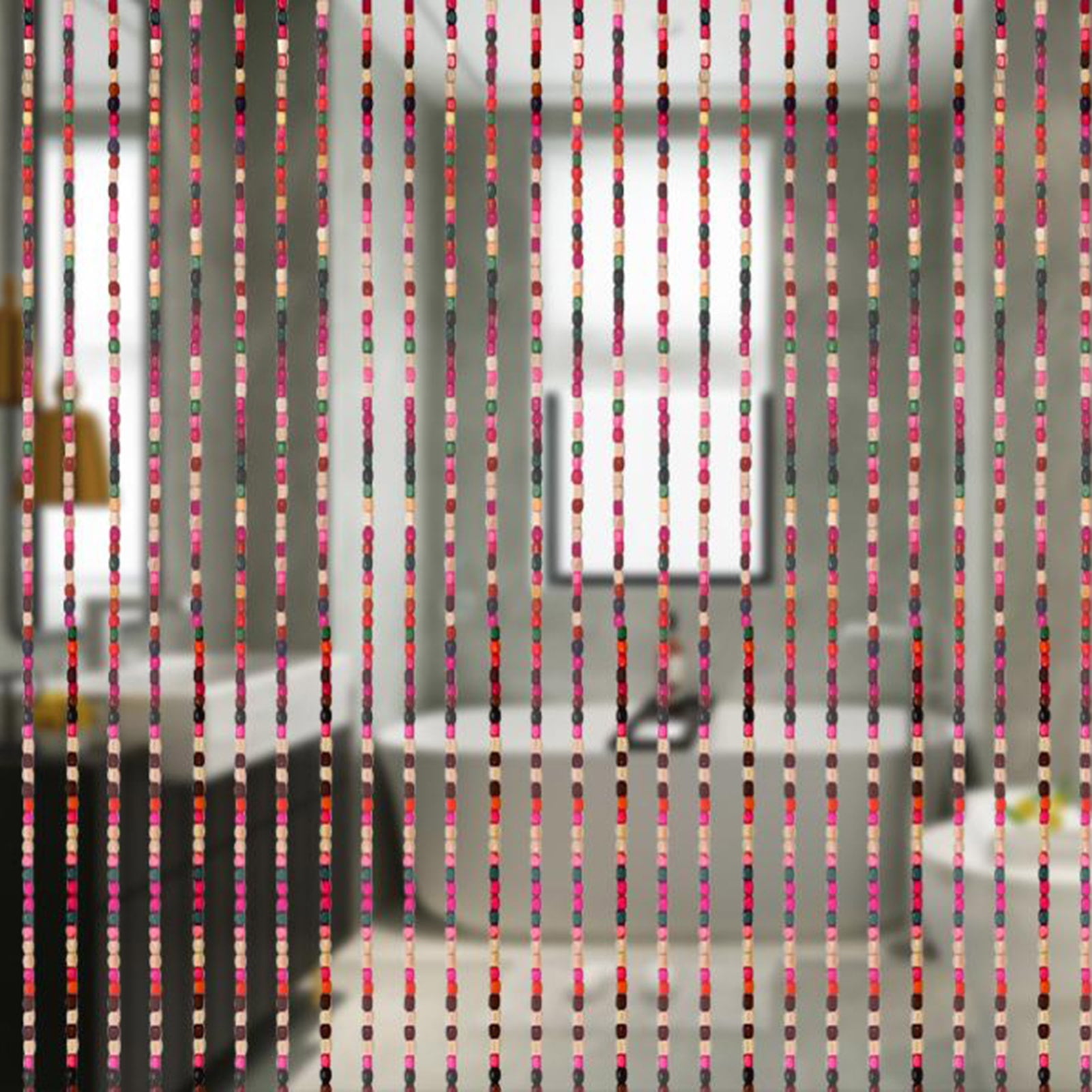 Wood Beaded Curtains,Divider Strip Tassel Beads Curtain,Hanging Room Divider Beads Decorations Panels for Doorway Window Living Room Bedroom Decor