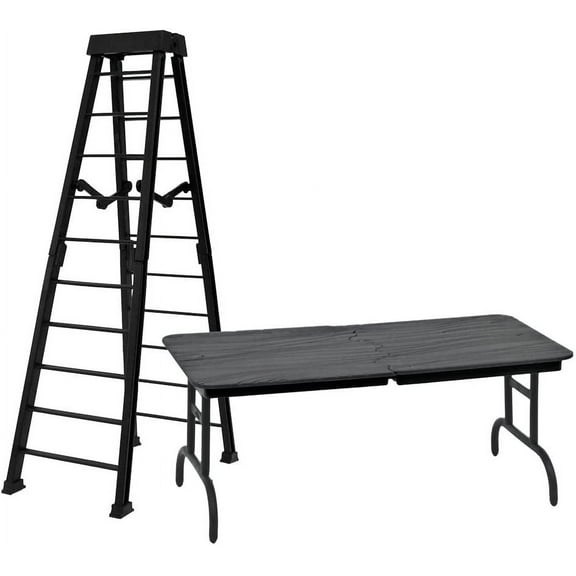 10 Inch Breakable Black Ladder & Black Breakable Table for WWE & AEW Wrestling Action Figures