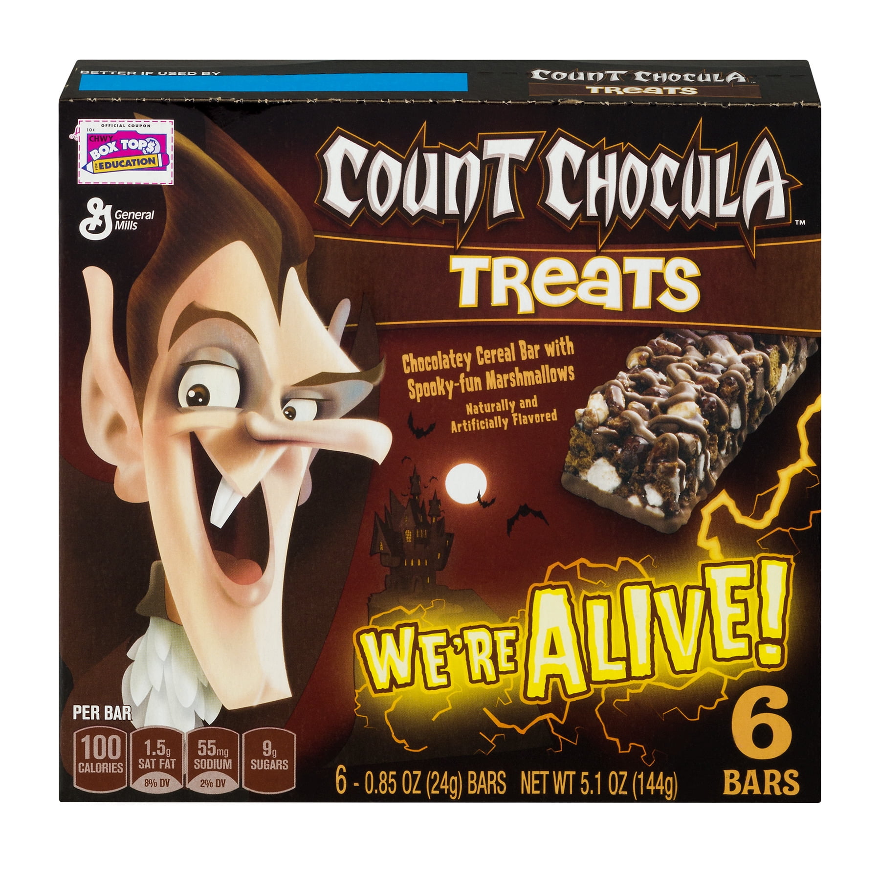 Count Chocula Treats Chocolatey Cereal Bar with SpookyFun Marshmallows 6 CT0.85 OZ Walmart