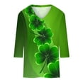 thumbnail image 5 of BLVB Womens 3/4 Sleeve Tshirt St Patricks Day Tees Shirt Shamrock Tops Casual V Neck Blouse Tops Green 3, 5 of 5