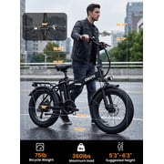 ESKUTE Folding Electric Bike for Adults, 1200W Peak Motor, 28MPH Top Speed, 48V 20.8Ah Removable Battery, Up to 80 Miles Range, 20x4.0 Fat Tires, 7-Speed, NFC Unlock, Black