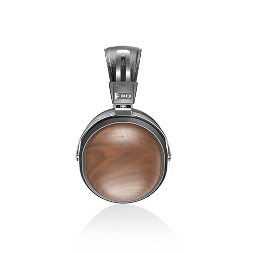 FiiO FT1 Closed-Back Over-Ear Nanowood Fiber Composite Diaphragm Wired Hi-Fi Headphones, Detachable Cable, American Black Walnut Wood Ear Cups for Home, Studio, Recording (Black)