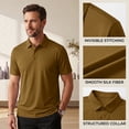 thumbnail image 5 of Qwertyu Men's Polo Shirts Short Sleeve Casual Summer Ice Silk Shirts for Men Quick Dry Breathable Collared Golf Shirts Brown S, 5 of 9