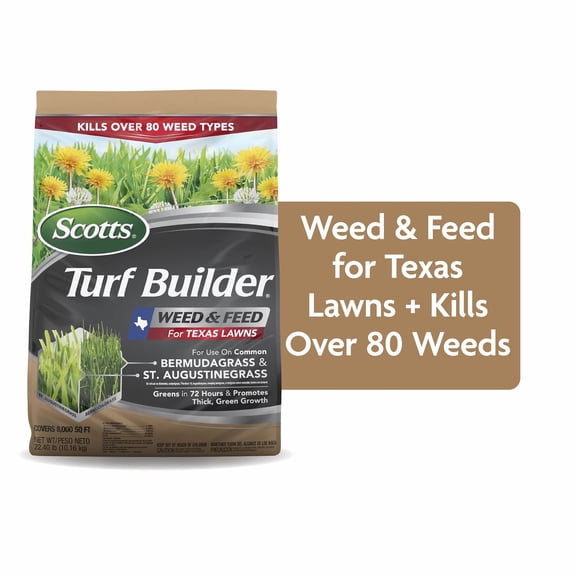 Scotts Turf Builder Weed & Feed for Texas Lawns, Weed Killer Plus Lawn Fertilizer, 22.40 lbs.