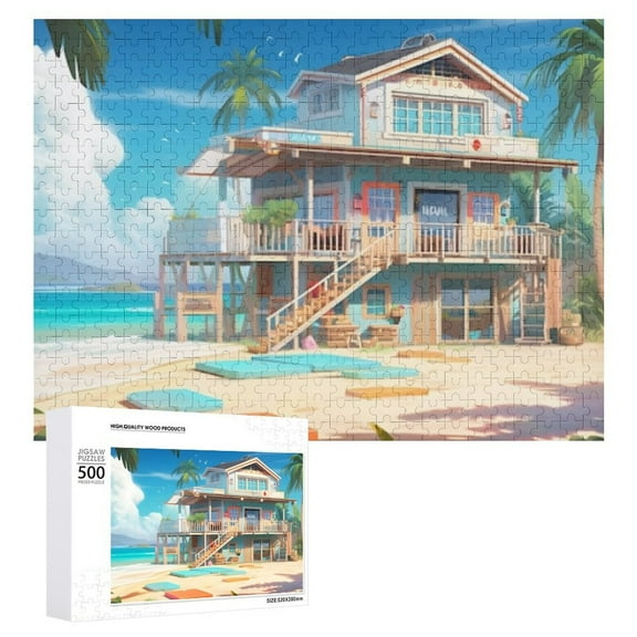 Seaside House 500-Piece Puzzle – Challenging and Fun Family Activity for All Ages