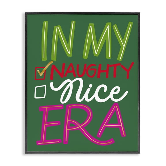 Stupell Industries Sassy Naughty or Nice Era Humor Painting Black Framed Art Print Wall Art, 11 x 14