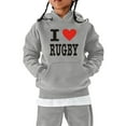 thumbnail image 2 of HCYSFG Boys I Love Rugby Hoodies Heart Graphic Kangaroo Pocket Long Sleeve Sweatshirt Regular Fit Sportswear Autumn Pullover Top, 2 of 4