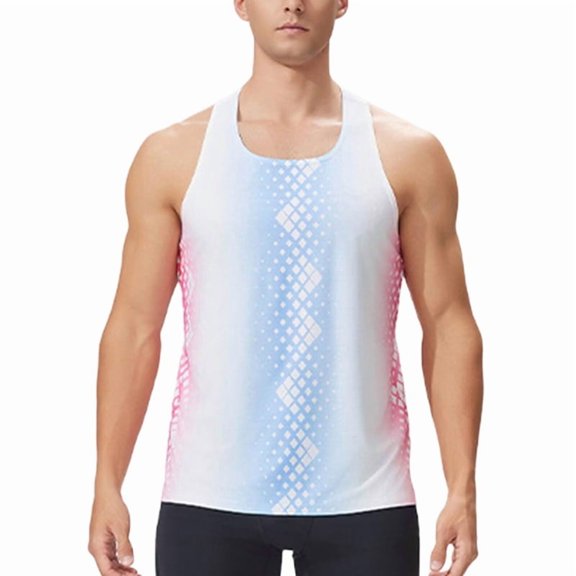 Men'S Running Tank Tops Breathable Vests Quick Dry Sleeveless Shirt Workout Tank Top Blue & Red. M