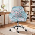 thumbnail image 2 of Whosucclay Blue Cherry Blossom Print Curved Back Chair Covers with Arms Breathable Elastic Office Chair Slipcovers Easy to Clean Dining Chair Covers Thick Swivel Armchair Cover Protector, 2 of 7