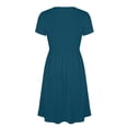 thumbnail image 7 of Lovzfmll Women's Relaxed V Neck Short Sleeve Solid Maxi Sundress, Loose Casual Dress Navy, S, 7 of 7